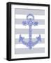 Blue Starfish Anchor on Grey and White-Fab Funky-Framed Art Print