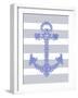 Blue Starfish Anchor on Grey and White-Fab Funky-Framed Art Print