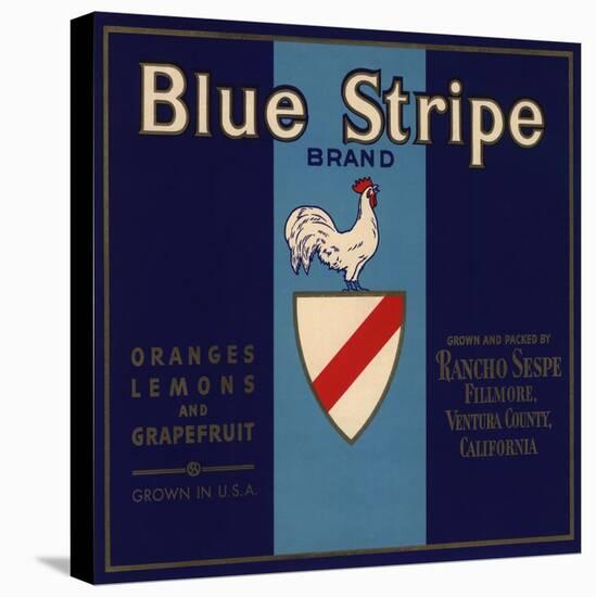 Blue Stripe Brand - Fillmore, California - Citrus Crate Label-Lantern Press-Stretched Canvas