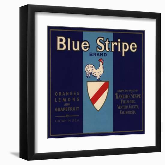 Blue Stripe Brand - Fillmore, California - Citrus Crate Label-Lantern Press-Framed Art Print