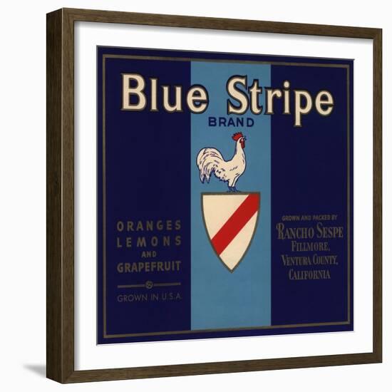 Blue Stripe Brand - Fillmore, California - Citrus Crate Label-Lantern Press-Framed Premium Giclee Print