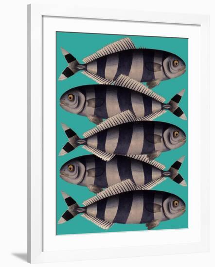 Blue Striped Fish-Fab Funky-Framed Art Print