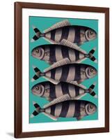 Blue Striped Fish-Fab Funky-Framed Art Print