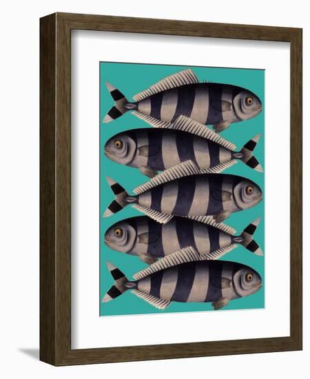 Blue Striped Fish-Fab Funky-Framed Art Print