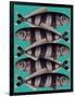 Blue Striped Fish-Fab Funky-Framed Premium Giclee Print