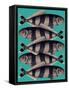 Blue Striped Fish-Fab Funky-Framed Stretched Canvas