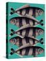 Blue Striped Fish-Fab Funky-Stretched Canvas