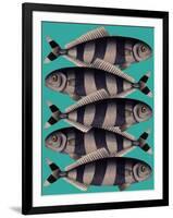 Blue Striped Fish-Fab Funky-Framed Art Print