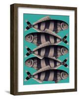 Blue Striped Fish-Fab Funky-Framed Art Print
