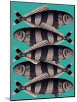 Blue Striped Fish-Fab Funky-Mounted Art Print