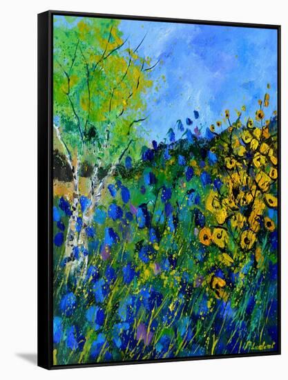Blue summer flowers-Pol Ledent-Framed Stretched Canvas