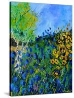 Blue summer flowers-Pol Ledent-Stretched Canvas