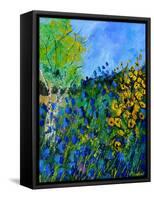 Blue summer flowers-Pol Ledent-Framed Stretched Canvas