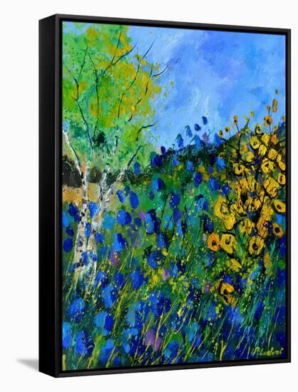 Blue summer flowers-Pol Ledent-Framed Stretched Canvas