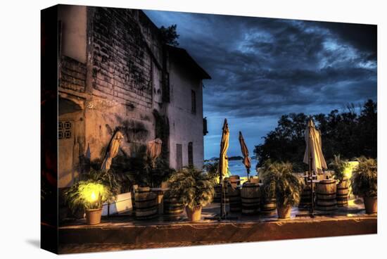 Blue Sunset in Antique Restaurant I-Nish Nalbandian-Stretched Canvas