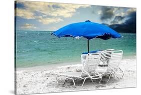 Blue Sunshade - Miami Beach - Florida-Philippe Hugonnard-Stretched Canvas