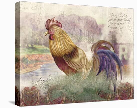 Blue Tail Rooster-Alma Lee-Stretched Canvas