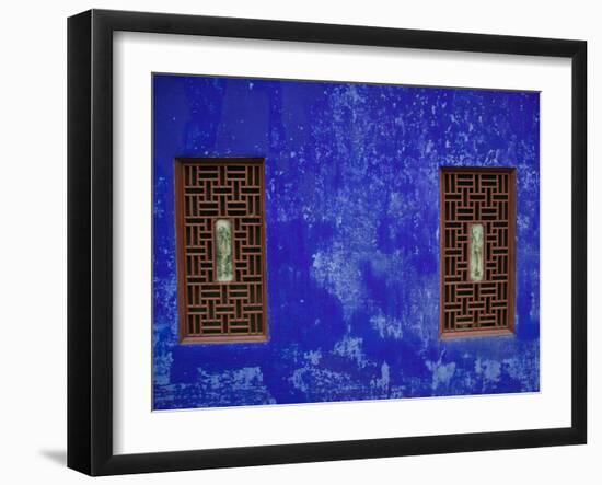 Blue Temple Wall Detail, Mingshan, Fengdu Ghost City, Fengdu, Yangtze River, Chongqing Province,...-null-Framed Premium Photographic Print