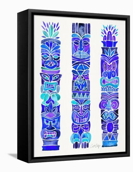 Blue Tiki Totems-Cat Coquillette-Framed Stretched Canvas