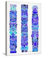 Blue Tiki Totems-Cat Coquillette-Stretched Canvas