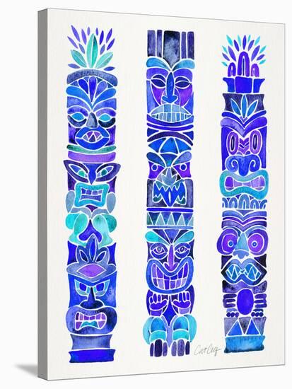 Blue Tiki Totems-Cat Coquillette-Stretched Canvas