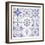 Blue Tiles 1-Lula Bijoux-Framed Art Print