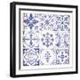 Blue Tiles 1-Lula Bijoux-Framed Art Print