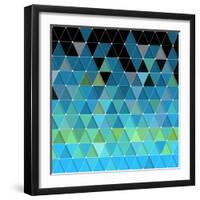 Blue Triangles Pattern-Maksim Krasnov-Framed Art Print