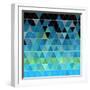 Blue Triangles Pattern-Maksim Krasnov-Framed Art Print
