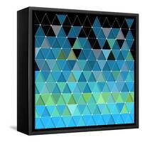 Blue Triangles Pattern-Maksim Krasnov-Framed Stretched Canvas