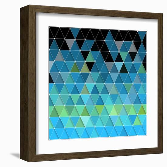 Blue Triangles Pattern-Maksim Krasnov-Framed Art Print