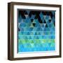 Blue Triangles Pattern-Maksim Krasnov-Framed Art Print