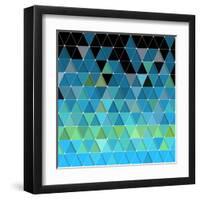 Blue Triangles Pattern-Maksim Krasnov-Framed Art Print