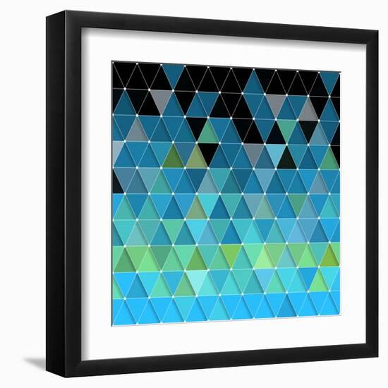 Blue Triangles Pattern-Maksim Krasnov-Framed Art Print