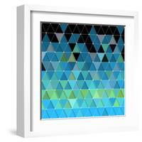 Blue Triangles Pattern-Maksim Krasnov-Framed Art Print