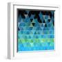 Blue Triangles Pattern-Maksim Krasnov-Framed Art Print