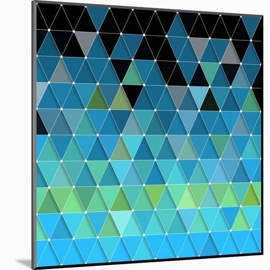 Blue Triangles Pattern-Maksim Krasnov-Mounted Art Print