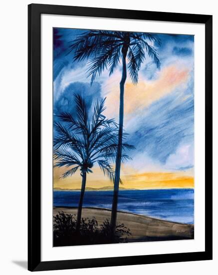 Blue Tropic Nights I-Linda Baliko-Framed Art Print