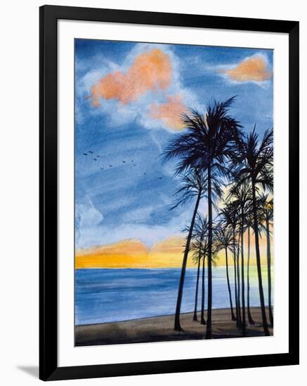 Blue Tropic Nights II-Linda Baliko-Framed Art Print