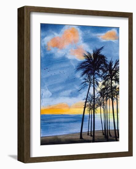 Blue Tropic Nights II-Linda Baliko-Framed Art Print