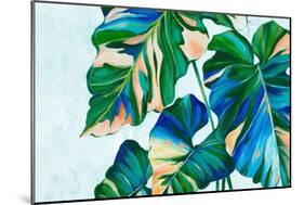 Blue Tropical Leaves I-Alex Black-Mounted Premium Giclee Print