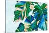 Blue Tropical Leaves I-Alex Black-Stretched Canvas