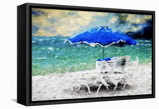 Blue Umbrella - In the Style of Oil Painting-Philippe Hugonnard-Framed Stretched Canvas