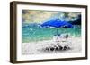 Blue Umbrella - In the Style of Oil Painting-Philippe Hugonnard-Framed Giclee Print