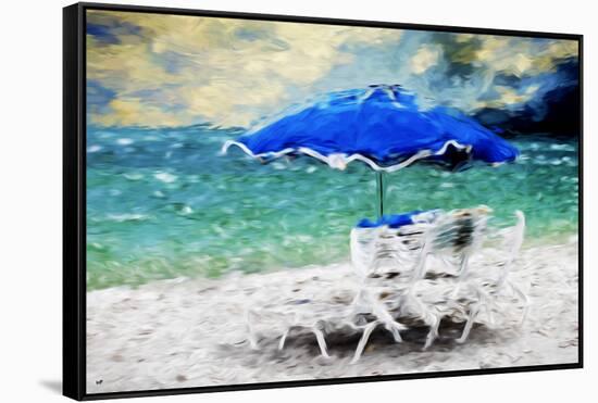 Blue Umbrella - In the Style of Oil Painting-Philippe Hugonnard-Framed Stretched Canvas