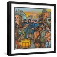 Blue-Uniformed Members of the Salvation Army Singing, Playing their Instruments and Saving Souls-Ronald Ginther-Framed Giclee Print