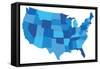 Blue USA State Map-chuckstock-Framed Stretched Canvas