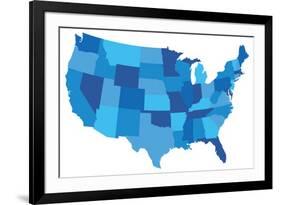 Blue USA State Map-chuckstock-Framed Art Print