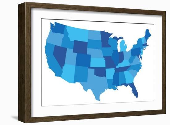 Blue USA State Map-chuckstock-Framed Art Print