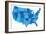 Blue USA State Map-chuckstock-Framed Art Print